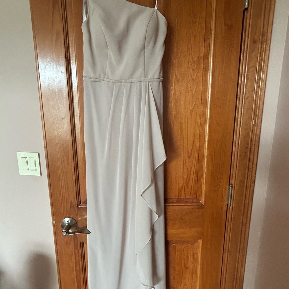 David's Bridal One-Shoulder Cream Dress